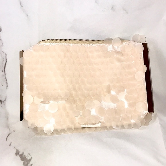 Glamorous sequin pink gold makeup bag clutch - Picture 1 of 3